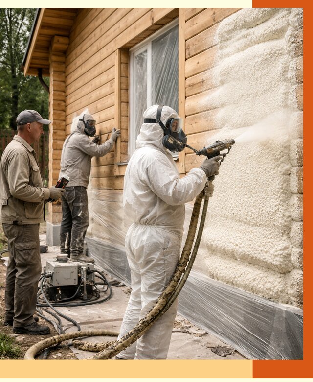 Утепление дома из бруса ППУ в Михайловке от 3914 руб/м2 под ключ | ТепломастерМхл