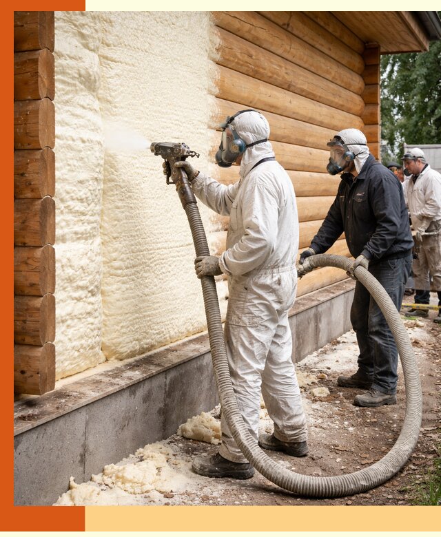 Утепление дома из бруса пенополиуретаном в Михайловке