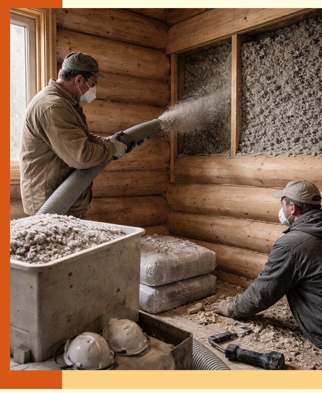 Утепление дома из бруса эковатой в Михайловке