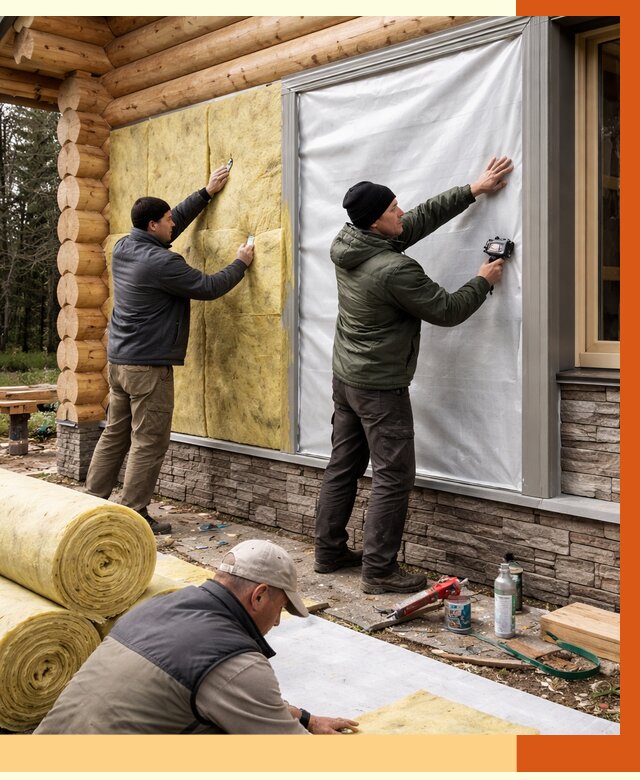 Утепление бревенчатого дома в Михайловке от 7778 руб/м2 — заказать под ключ | ТепломастерМхл