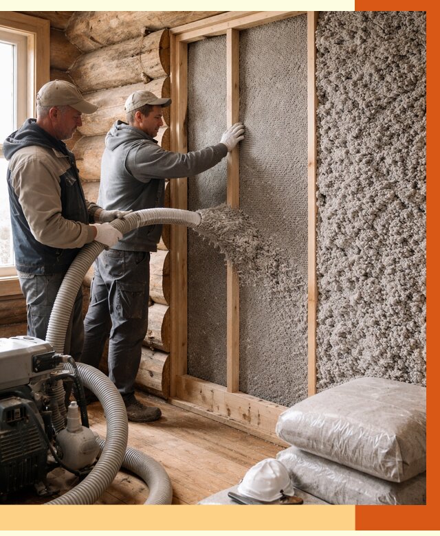 Утепление бревенчатого дома эковатой в Михайловке от 2796 руб. | ТепломастерМхл