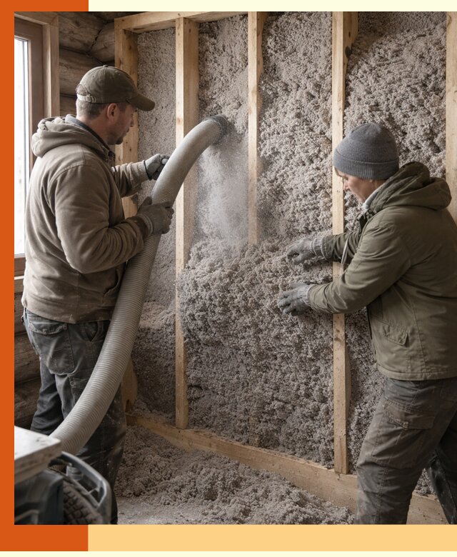 Утепление бревенчатого дома эковатой в Михайловке