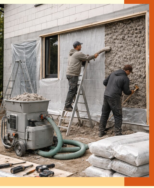 Утепление дома из газобетона эковатой в Михайловке от 4575 руб./м2 | ТепломастерМхл