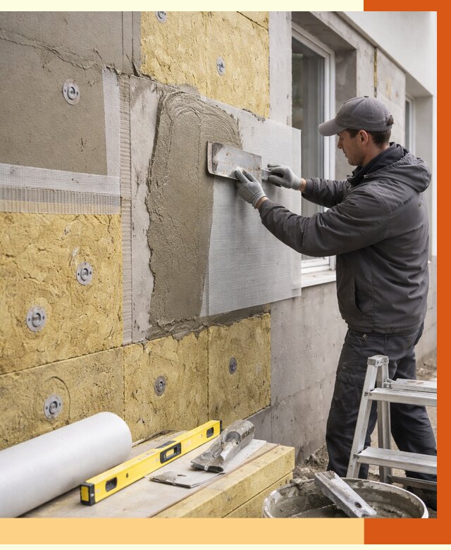 Утепление фасада под штукатурку в Михайловке от 4270 руб/м2 — монтаж пенопластом и минватой | ТепломастерМхл