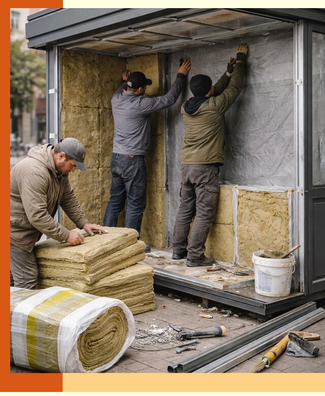 Утепление павильона шаурмы под ключ в Михайловке
