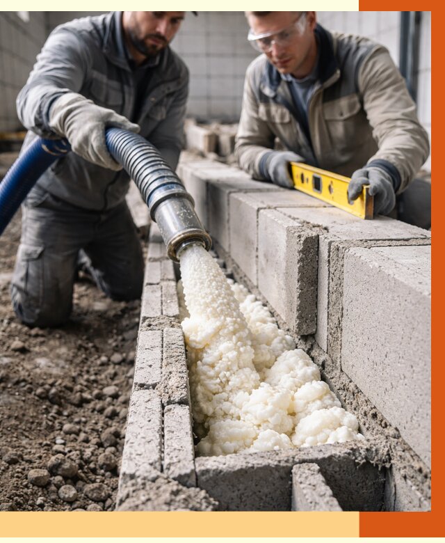 Заполнение колодцевой кладки ППУ в Михайловке от 4270 руб. за м2 | ТепломастерМхл