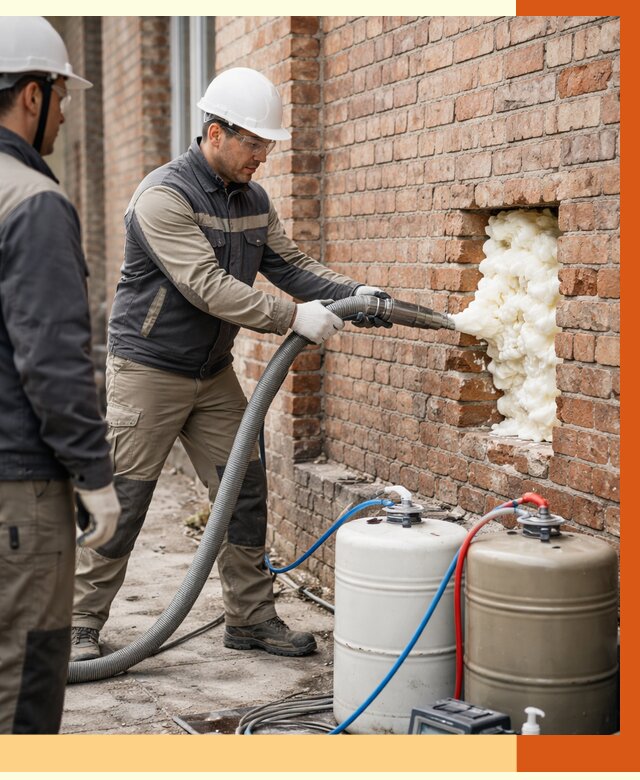 Заливка ППУ в пустоты кирпичной стены в Михайловке от 2796 руб. | ТепломастерМхл