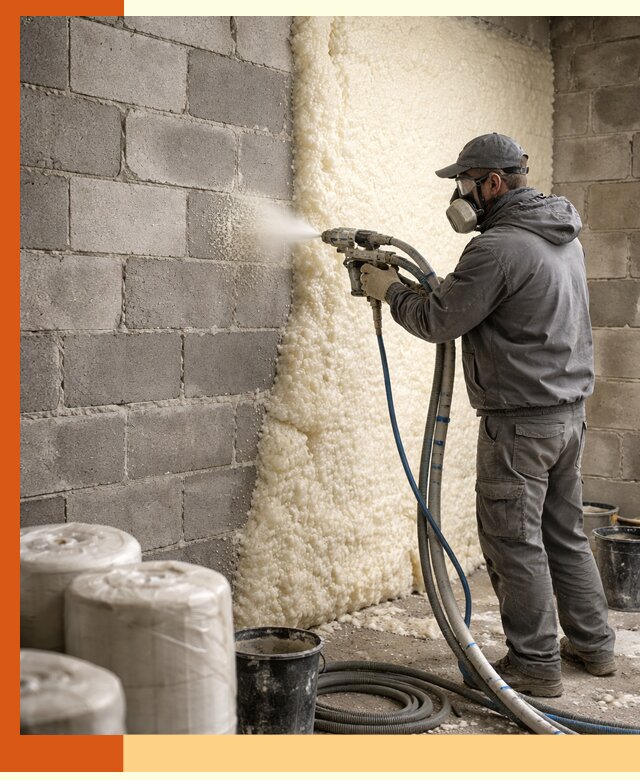 Утепление блочной стены ППУ в Михайловке качественно и надёжно