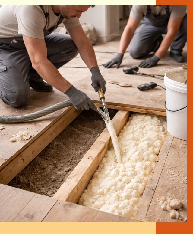 Заполнение пустот пола в Михайловке от 2745 руб. — утепление пустот пола под ключ | ТепломастерМхл