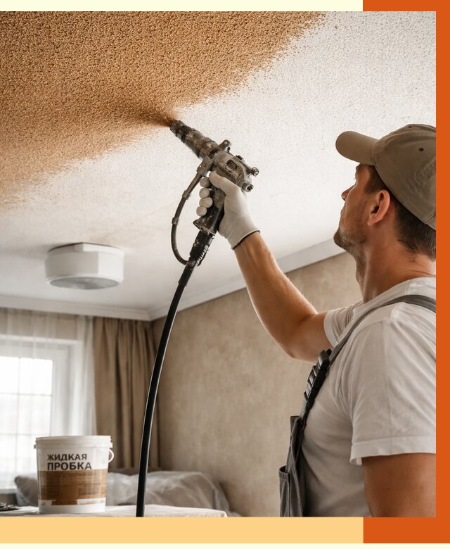 Утепление потолка жидкой пробкой в Михайловке от 3558 руб. | ТепломастерМхл