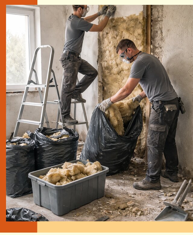 Демонтаж старого утеплителя и вывоз отходов в Михайловке